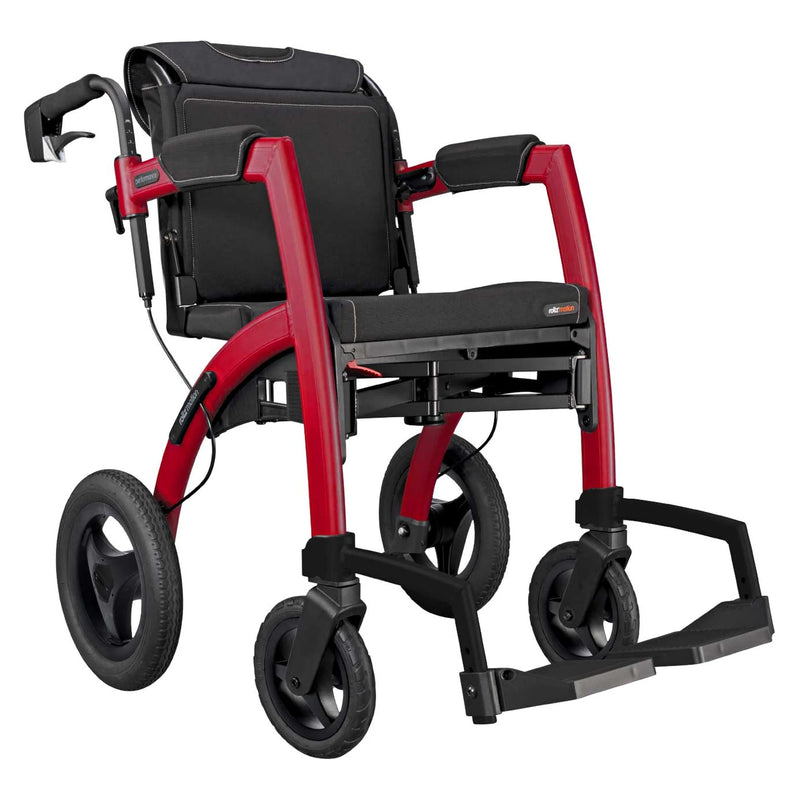 Rollz Motion Performance All-Terrain Rollator & Transport Chair – Ruby Red transport chair mode