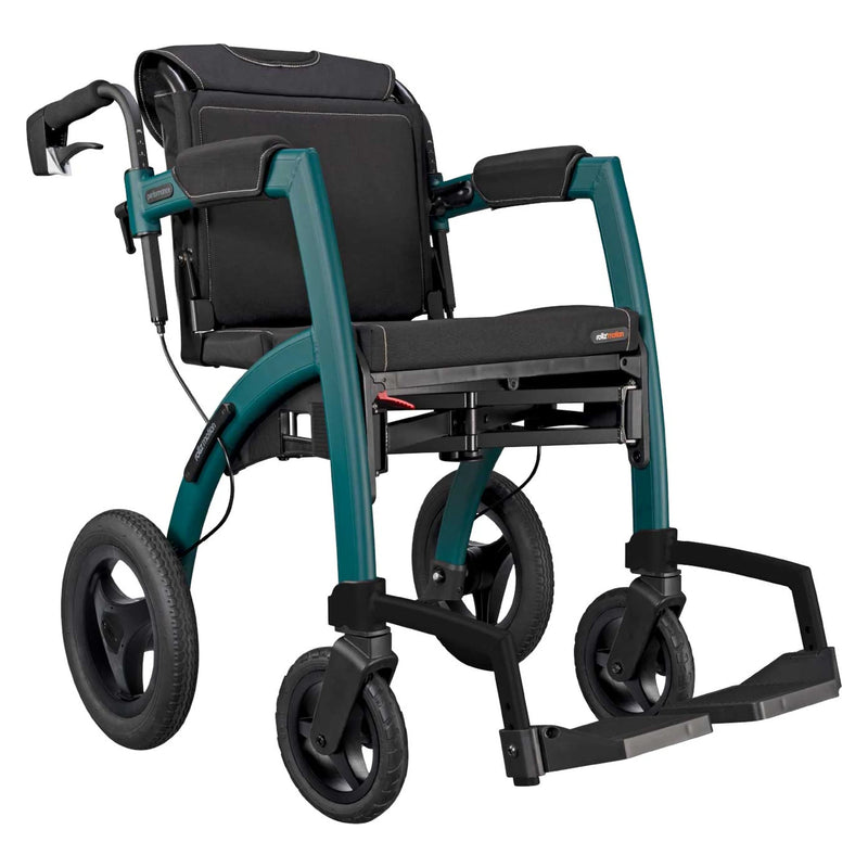 Rollz Motion Performance All-Terrain Rollator & Transport Chair – Jungle Green transport chair mode