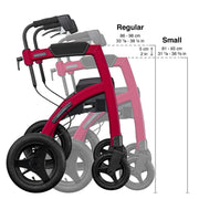 Rollz Motion Performance All-Terrain Rollator & Transport Chair – regular and small sizes compared