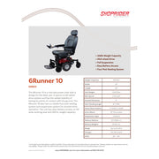 Shoprider 6Runner 10 power wheelchair – specification sheet