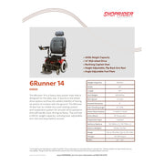 Shoprider 6Runner 14 power wheelchair – specification sheet