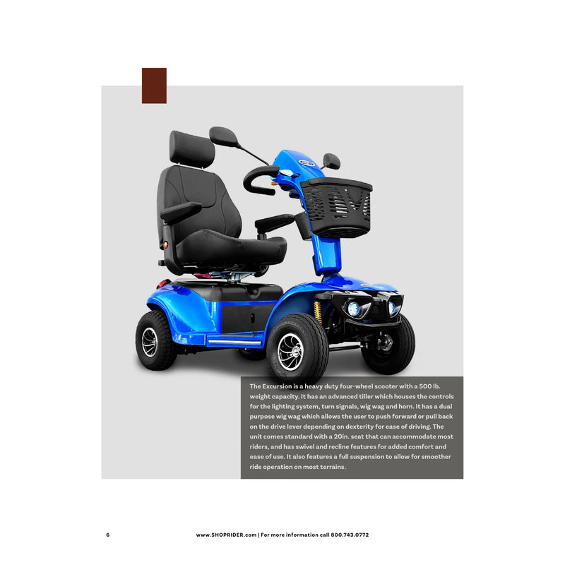 Shoprider Excursion mobility scooter – catalog page