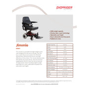 Shoprider Jimmie power wheelchair – specification sheet
