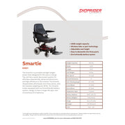 Shoprider Smartie power wheelchair – specification sheet