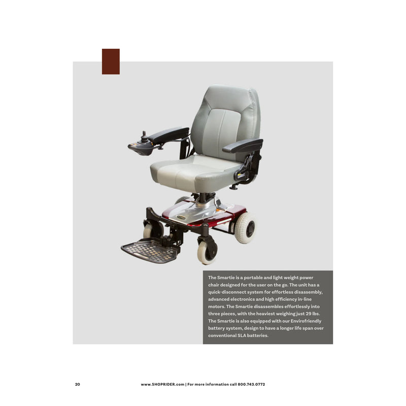 Shoprider Smartie power wheelchair – catalog page