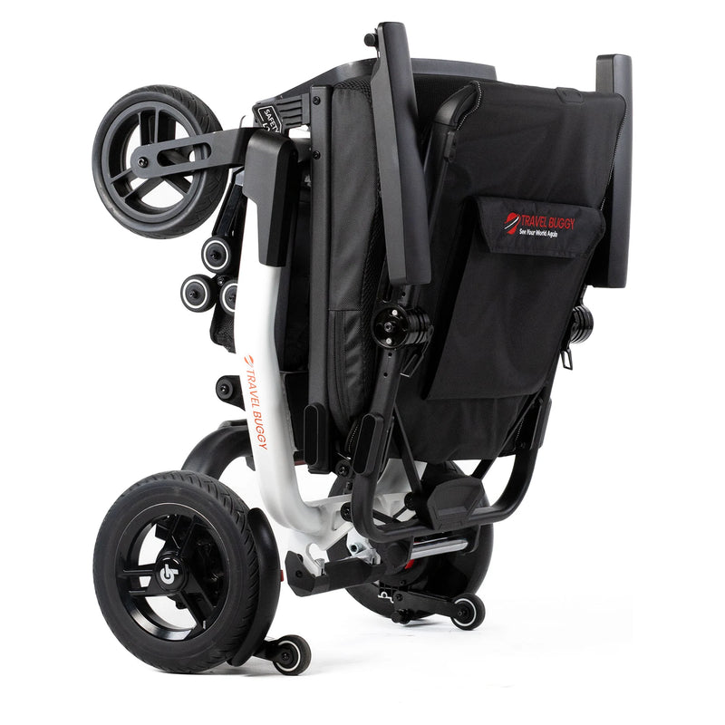 Travel Buggy Grand Tourer power wheelchair – folded with loading wheels