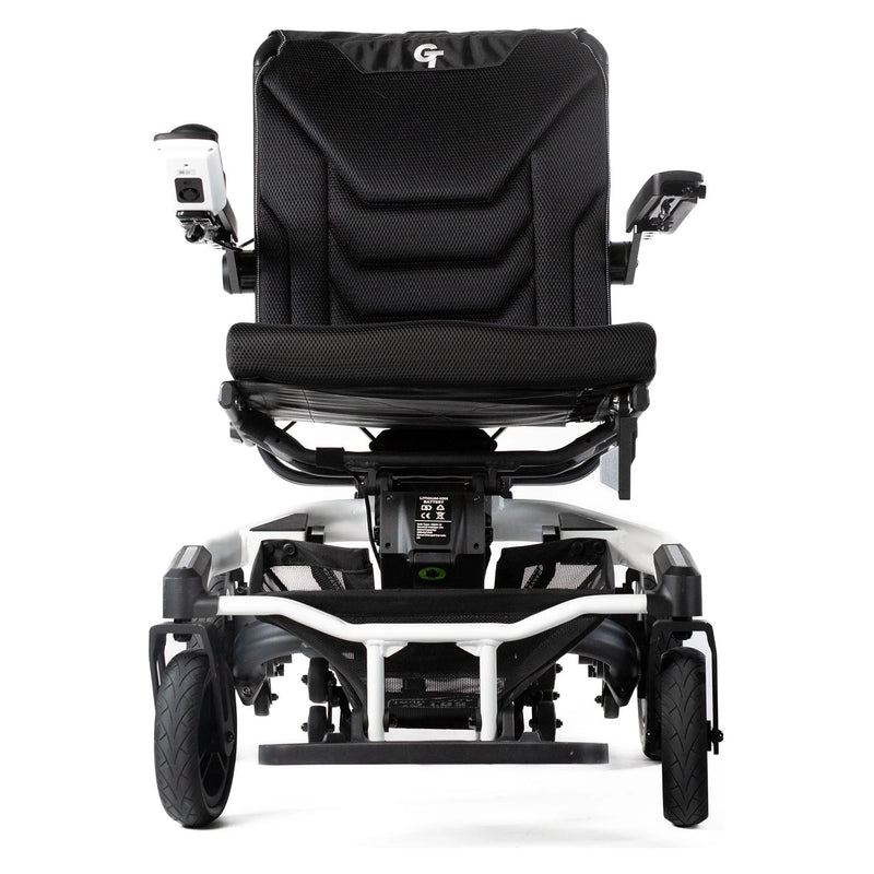 Travel Buggy Grand Tourer power wheelchair – front view, matte white