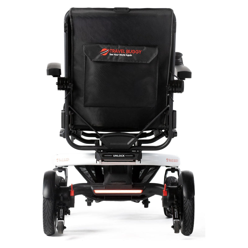 Travel Buggy Grand Tourer power wheelchair – rear view, matte white