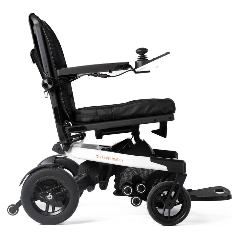 Travel Buggy Grand Tourer power wheelchair – side view, matte white
