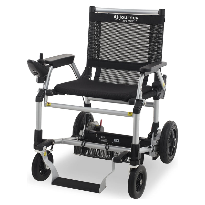 Journey Zoomer power chair – three-quarter view, black