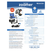 Journey Zoomer power chair – sell sheet with specifications